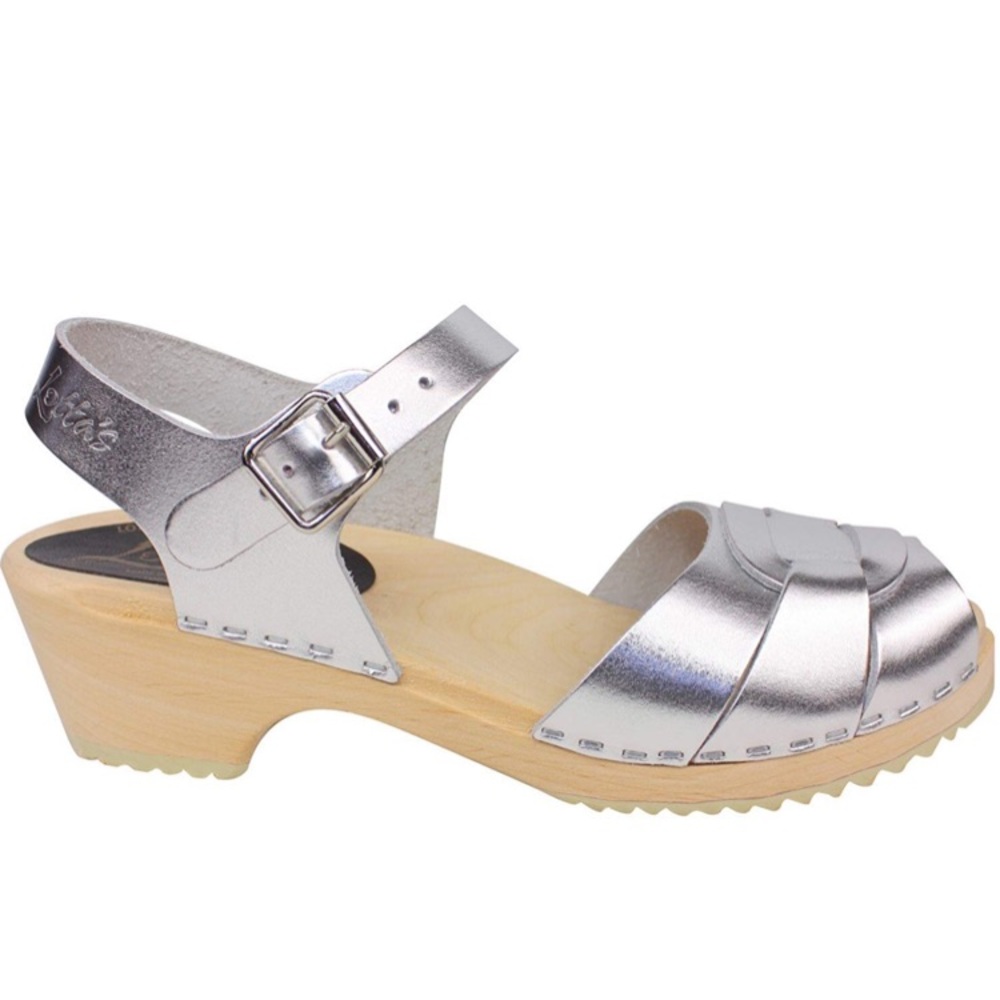 Silver Lotta From Stockholm Peep Toe Clogs